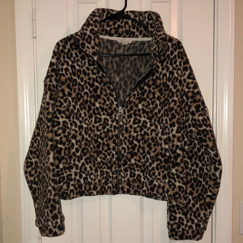 NWOT American Eagle Sherpa Style Leopard Jacket